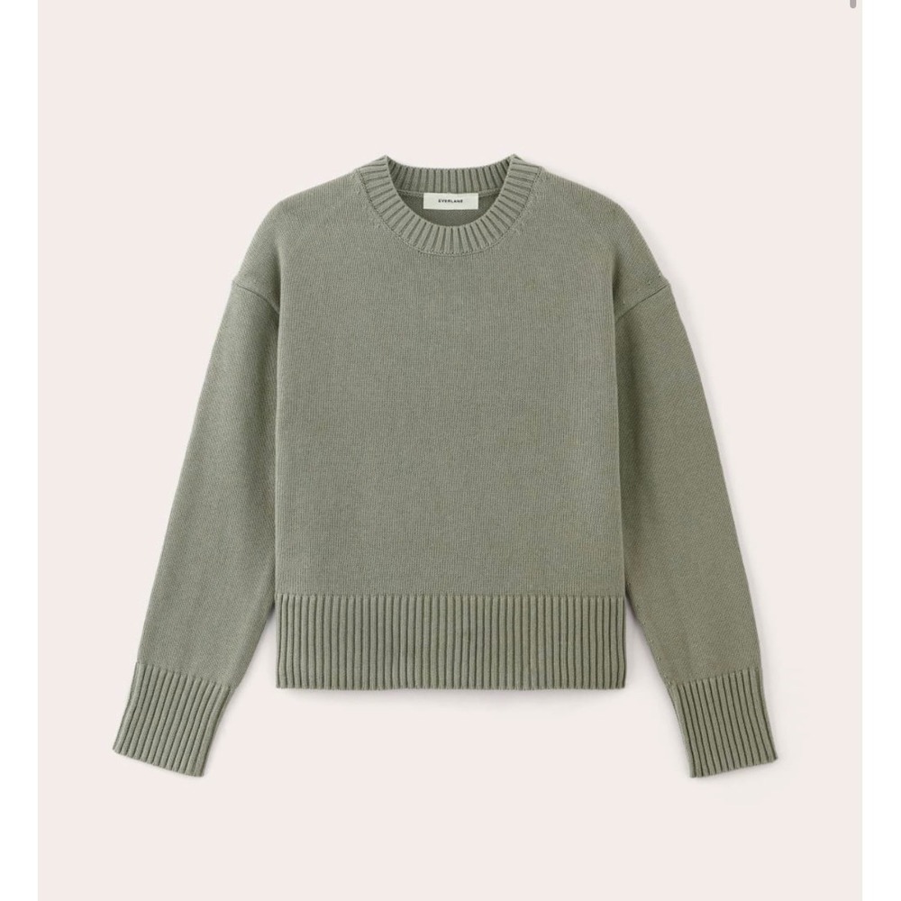 Everlane Organic Cotton Boxy Sweater Sage Green S Casual Minimalist Oversized